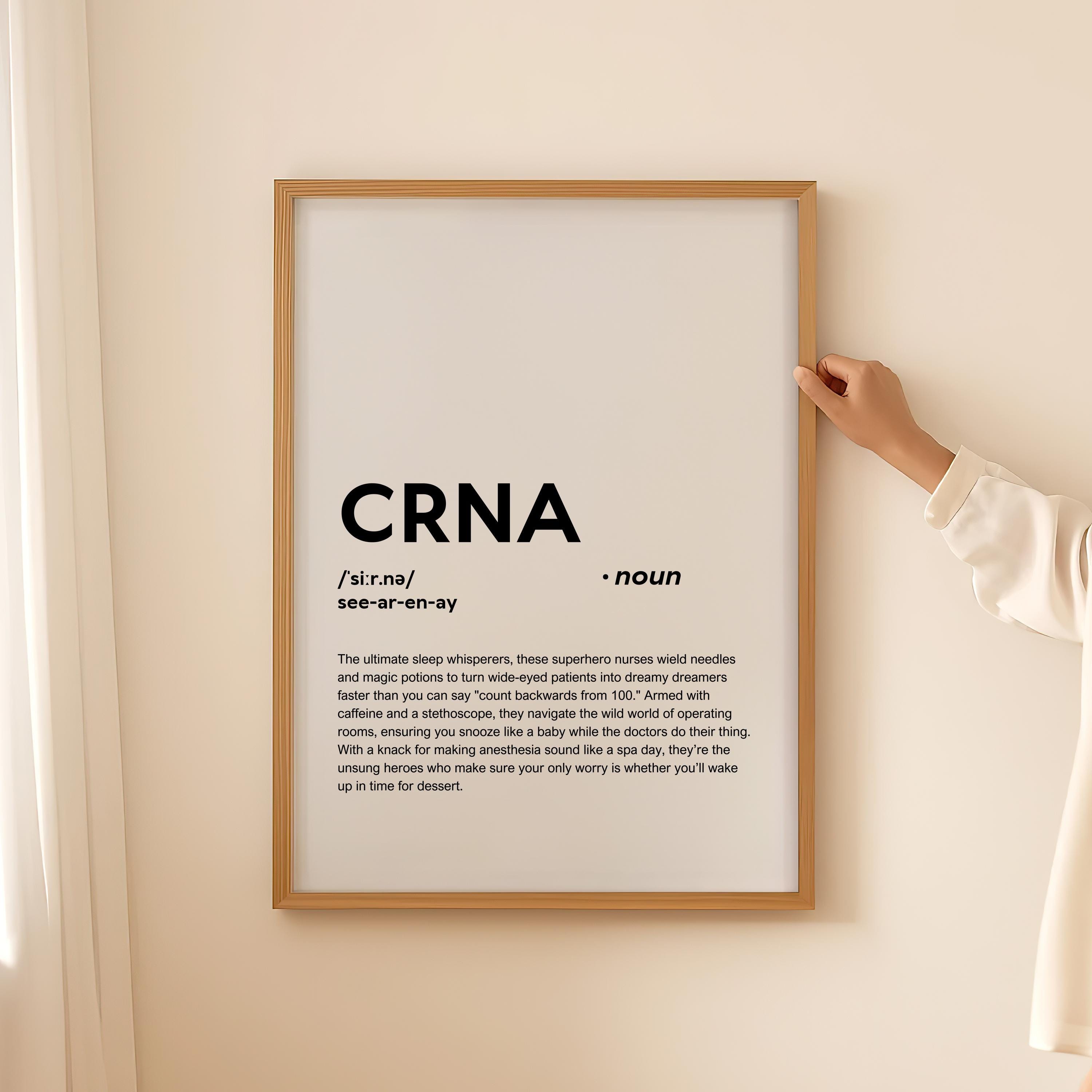Funny CRNA Definition Print Wall Art Poster, CRNA Gift for CRNA Quote Typography Printable Digital Download Only