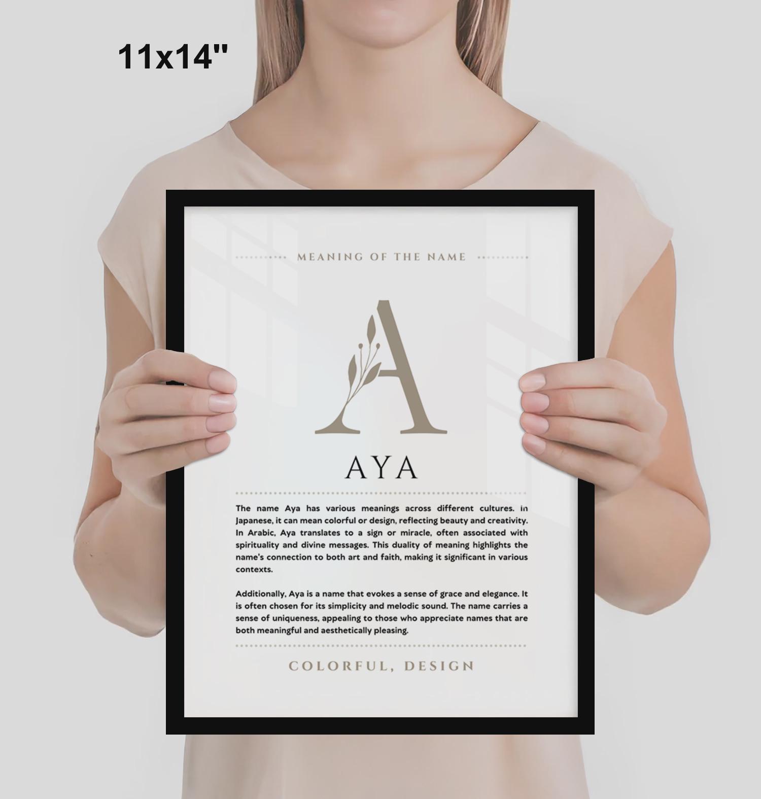 Aya Name Meaning Wall Art Aya Name Origin Print Nursery Decor