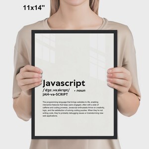 GEDRUKTE javascript-poster, grappige definitie van javascript print muurkunst, javascript cadeau wanddecoratie, gedrukt en ingelijst decor kantoor aan huis afbeelding 9