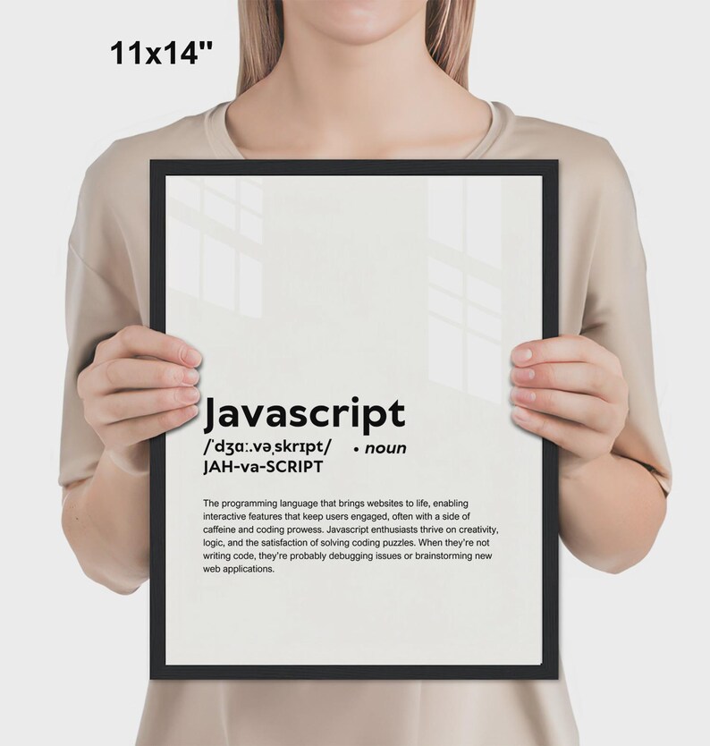 GEDRUKTE javascript-poster, grappige definitie van javascript print muurkunst, javascript cadeau wanddecoratie, gedrukt en ingelijst decor kantoor aan huis afbeelding 9