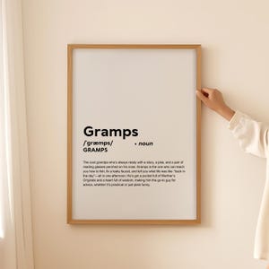 Póster de arte de pared con la definición divertida de Gramps, regalo de Gramps para abuelo, cita de texto, tipografía imprimible, descarga digital SOLAMENTE