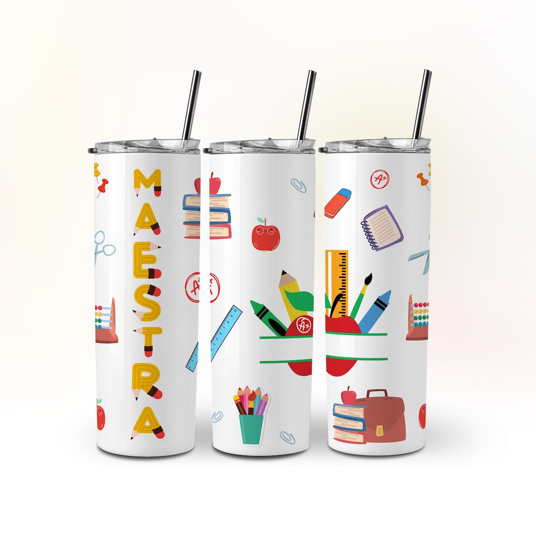 Maestra Maestro Envoltura De Vaso Con Nombre Profa 20oz Spanish Teacher