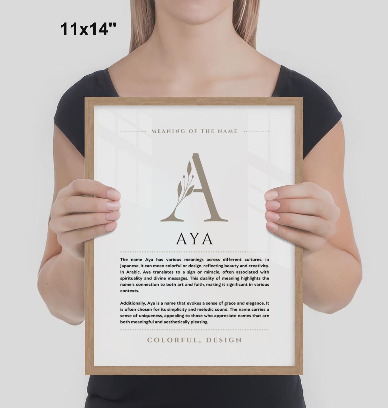 Aya Name Meaning Wall Art Aya Name Origin Print Nursery Decor