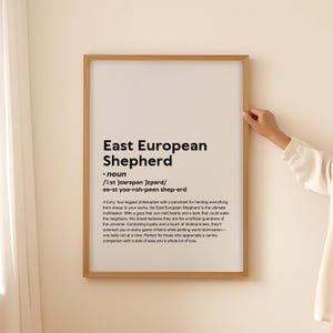 Póster con definición de pastor de Europa del Este, tarjeta de regalo para dueños de perros, regalo para amantes de los perros pastores de Europa del Este, DESCARGA DIGITAL