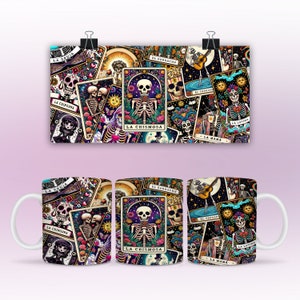 Spanish Tarot Card Mug Wrap 15 oz Mug Wrap 11 oz Mug Wrap Design Envoltura de Taza Mug Sublimation Template DIGITAL DOWNLOAD Png