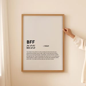 Lustige BFF Definition Druck Wand Kunst Poster, BFF Geschenk für beste Freundin Zitat Text Typografie druckbare digitaler Download NUR
