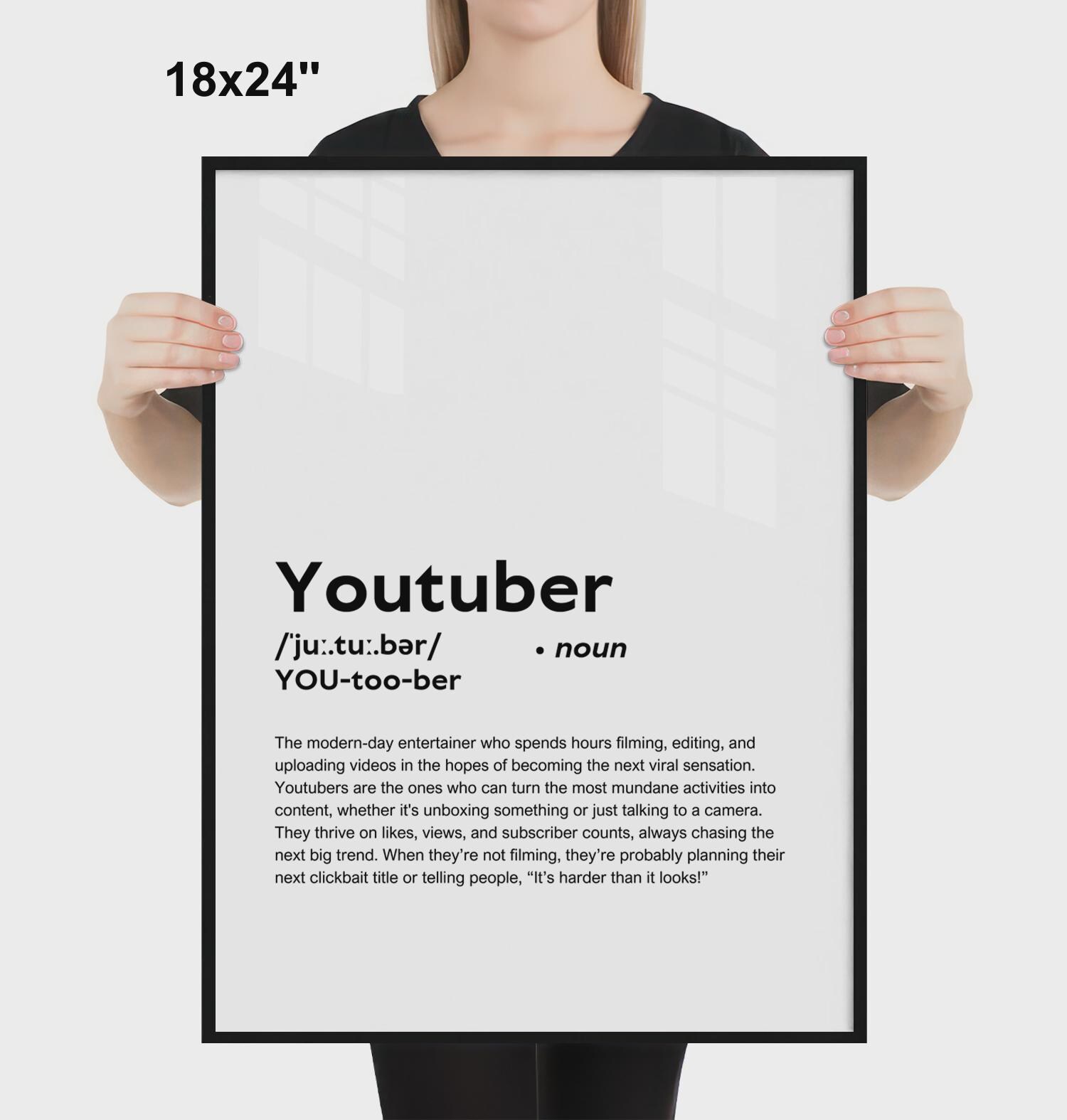 プリントされたYoutuberポスター、Youtuberの面白い定義のプリント 
