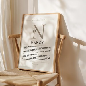 Nancy Name Meaning Wall Art, Nancy Name Origin Print Nursery Decor, Baptism Gift for Baby, Name Poster Card Printable DIGITAL DOWNLOAD image 4