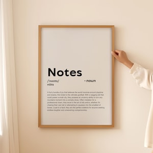 Lustige Notizen Druck Definition Wand Kunst Poster Karte, Geschenk für Hundebesitzer Notizen Geschenk für Hundeliebhaber NUR zum DIGITALEN DOWNLOAD