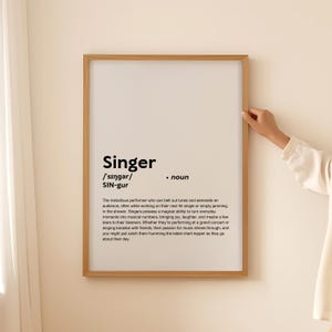 Affiche d'art mural impression définition chanteur drôle, cadeau chanteur pour chanteur citation texte typographie téléchargement numérique imprimable uniquement