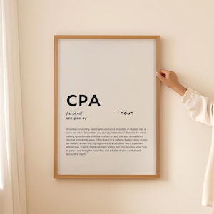 Affiche d'art mural impression définition CPA drôle, cadeau d'expert-comptable certifié pour typographie devis CPA imprimable téléchargement numérique uniquement
