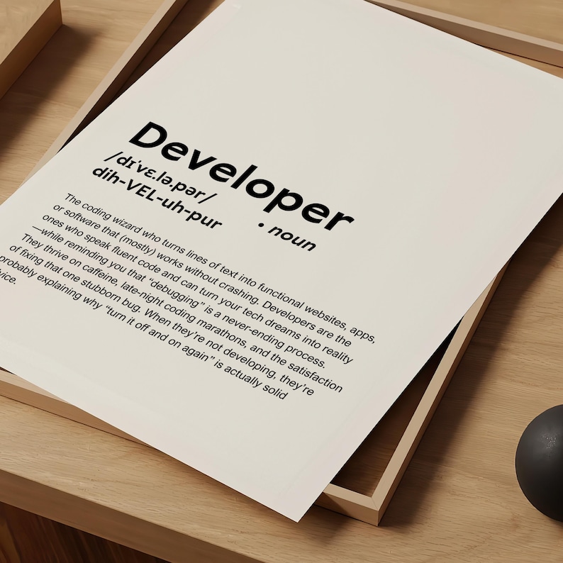 Funny Developer Definition Print Wall Art Poster, Developer Gift for ...