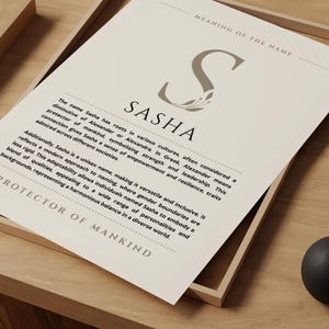 Sasha Name Bedeutung Wandkunst, Sasha Name Origin Print Kinderzimmer Dekor, Taufe Geschenk für Baby, Name Poster Karte Printable DIGITAL DOWNLOAD