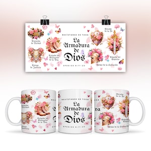 La Armadura De Dios Spaanse christelijke 15 oz mok Wrap 11 oz mok Wrap Design Envoltura de Taza mok sublimatie sjabloon digitale DOWNLOAD Png
