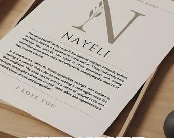 Nayeli Name Meaning Wall Art Nayeli Name Origin Print Nursery Decor, Baby Baptism Gift, PRINTED Name Meaning Poster, Framed Name Art