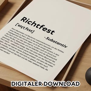 Lustige Richtfest Definition Druck Wandkunst Poster, Geschenk für Richtfest, Wörterbuch Stil Zitat druckbar DIGITALER DOWNLOAD image 1