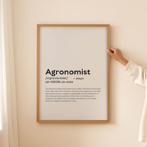 Affiche d'art mural impression définition agronome drôle, cadeau d'agronome pour les cultures scientifique citation texte typographie imprimable téléchargement uniquement