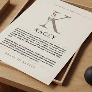 Significato del nome Kacey Wall Art, Stampa sull'origine del nome Kacey per la cameretta dei bambini, Regalo di battesimo per il bambino, Poster con nome Stampabile DOWNLOAD DIGITALE