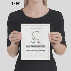 Znaczenie imienia Carissa – grafika ścienna, pochodzenie imienia Carissa, dekoracja pokoju dziecięcego, prezent na chrzest dziecka, wydrukowany plakat ze znaczeniem imienia, oprawiona grafika z imieniem zdjęcie 7