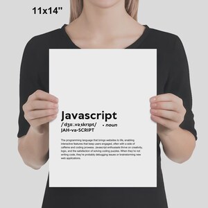 GEDRUKTE javascript-poster, grappige definitie van javascript print muurkunst, javascript cadeau wanddecoratie, gedrukt en ingelijst decor kantoor aan huis afbeelding 3