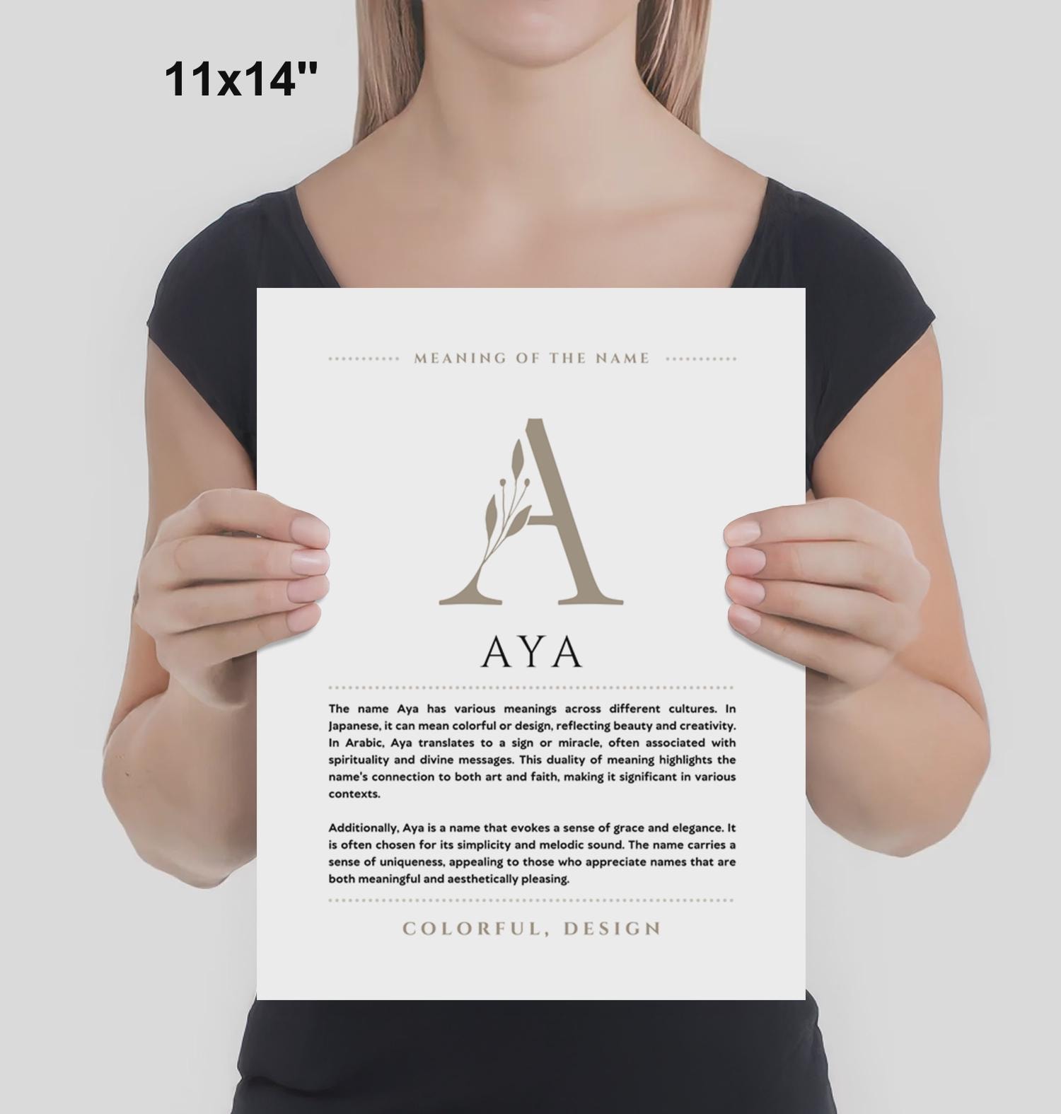 Aya Name Meaning Wall Art Aya Name Origin Print Nursery Decor