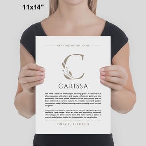 Znaczenie imienia Carissa – grafika ścienna, pochodzenie imienia Carissa, dekoracja pokoju dziecięcego, prezent na chrzest dziecka, wydrukowany plakat ze znaczeniem imienia, oprawiona grafika z imieniem zdjęcie 4