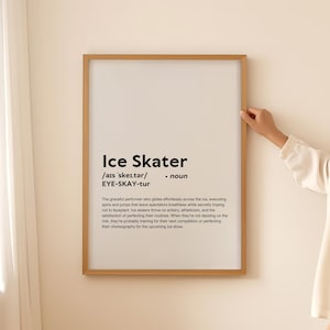 Poster d'art mural impression de définition de patineur sur glace drôle, cadeau de patineur sur glace pour patineur artistique citation texte typographie imprimable téléchargement uniquement