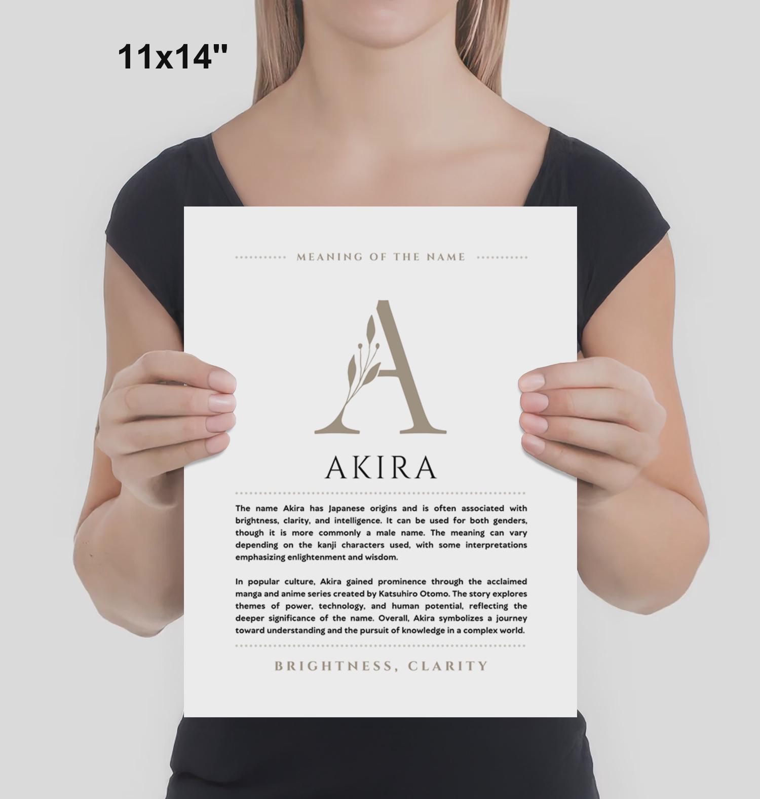 Akira Name Meaning Wall Art Akira Name Origin Print Nursery Decor
