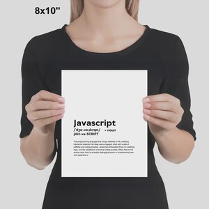 GEDRUKTE javascript-poster, grappige definitie van javascript print muurkunst, javascript cadeau wanddecoratie, gedrukt en ingelijst decor kantoor aan huis afbeelding 2