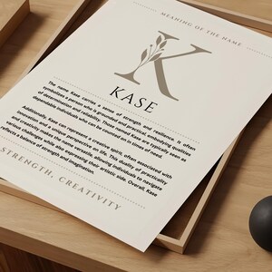 Significato del nome Kase Wall Art, Stampa dell'origine del nome Kase Decorazione per la cameretta dei bambini, Regalo di battesimo per il bambino, Poster con il nome Stampabile DOWNLOAD DIGITALE