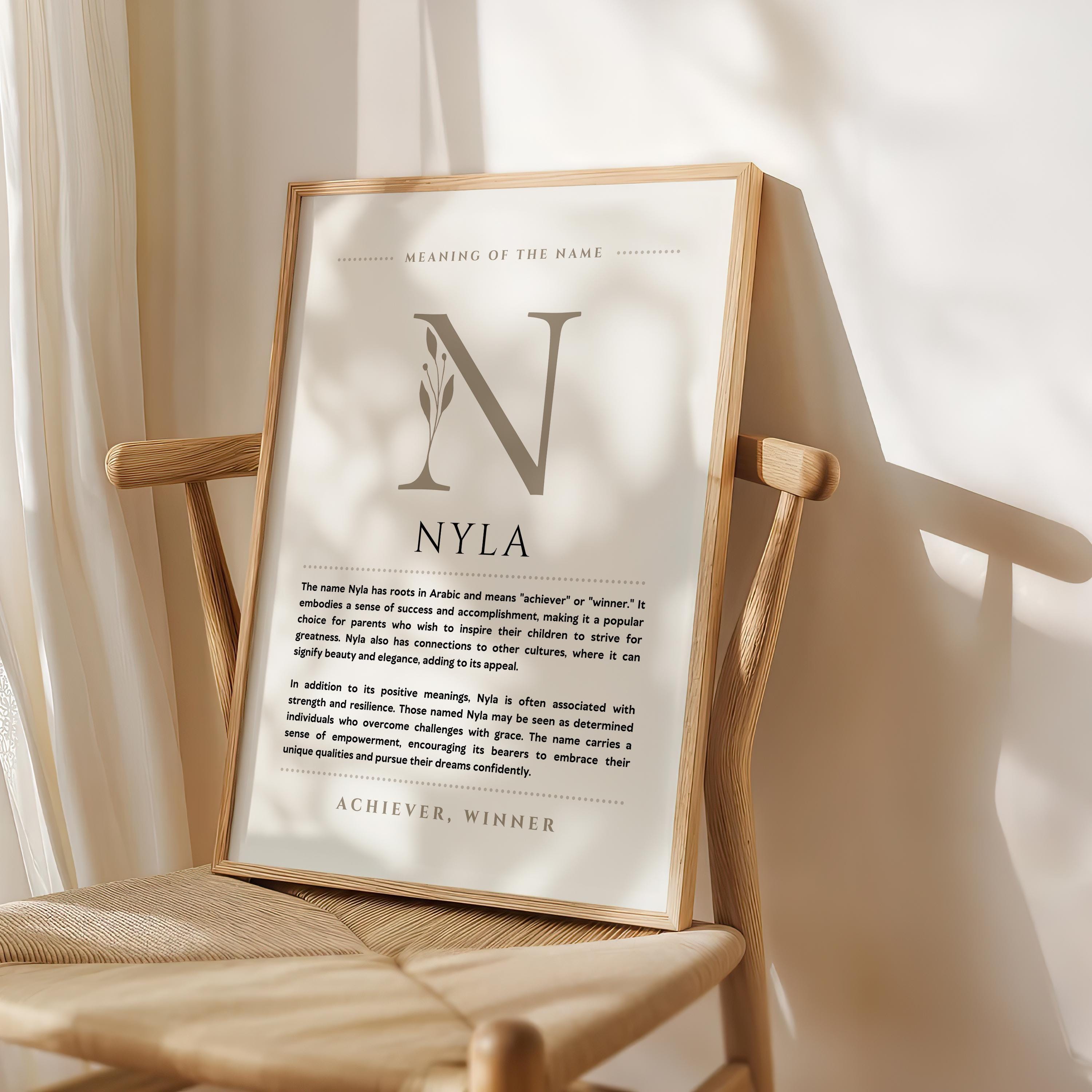 Nyleea Name Nyla Name Meaning Wall Art, Nyla Name Origin Print Nursery Decor ...