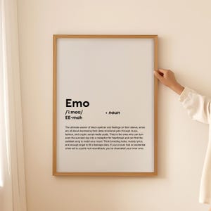 Affiche d'art mural impression définition Emo drôle, cadeau Emo pour Emo Punk citation texte typographie imprimable téléchargement uniquement