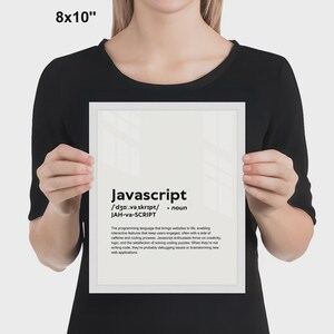 GEDRUKTE javascript-poster, grappige definitie van javascript print muurkunst, javascript cadeau wanddecoratie, gedrukt en ingelijst decor kantoor aan huis afbeelding 5