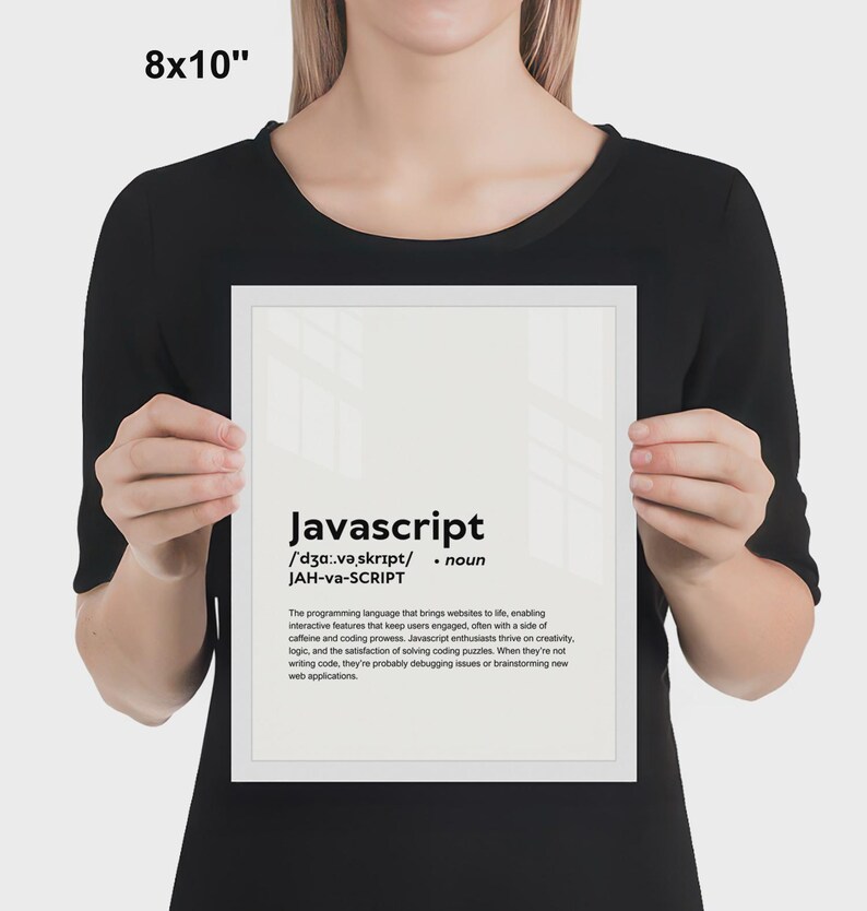 GEDRUKTE javascript-poster, grappige definitie van javascript print muurkunst, javascript cadeau wanddecoratie, gedrukt en ingelijst decor kantoor aan huis afbeelding 5
