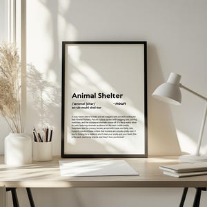 Definição de abrigo de animais engraçados, pôster de arte de parede, presente de abrigo de animais para citação de abrigo de animais, tipografia para impressão, DOWNLOAD DIGITAL imagem 6