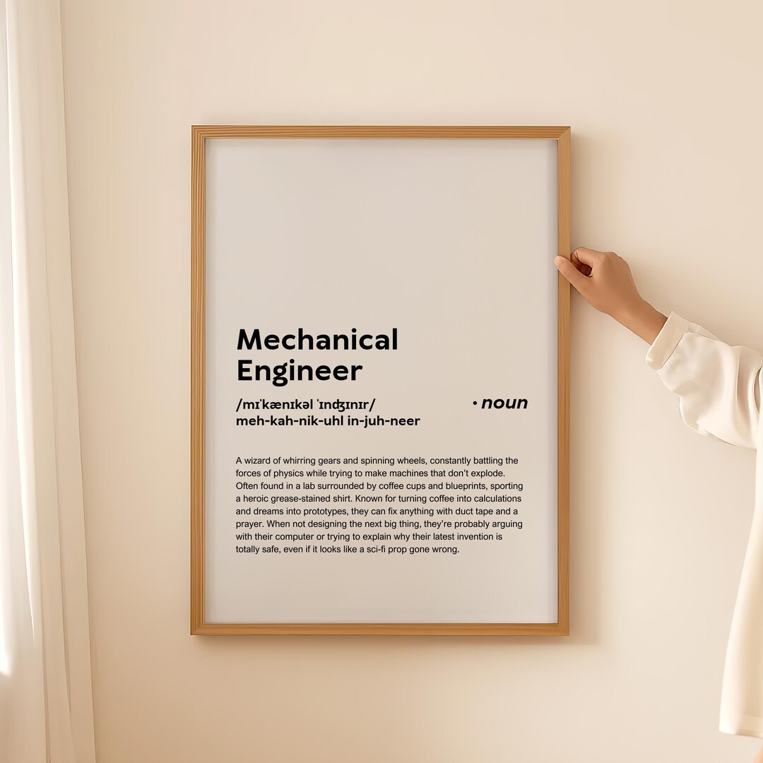 Funny Mechanical Engineer Definition Print Wall Art Poster, Gift for ...