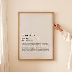 Zabawny plakat ścienny z definicją baristy, prezent dla baristy do ekspresu do kawy, cytat tekstowy, typografia, do wydrukowania, cyfrowe pobieranie TYLKO