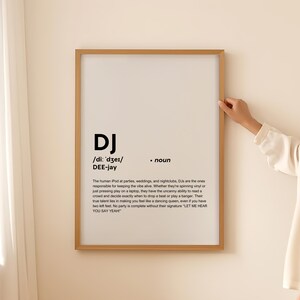 Funny DJ Definition Print Wall Art Poster, DJ Gift for Disc Jockey Quote Text Typography Printable Digital Download ONLY