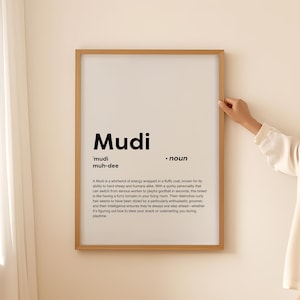 Grappige Mudi Print definitie Wall Art Poster Card, cadeau voor hondenbezitter Mudi cadeau voor hondenliefhebber afdrukbare ALLEEN DIGITALE DOWNLOAD