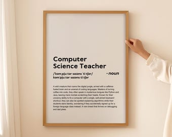 Póster de arte de pared con definición de profesor de informática divertida, regalo para profesor de informática, cita imprimible, DESCARGA DIGITAL SOLAMENTE