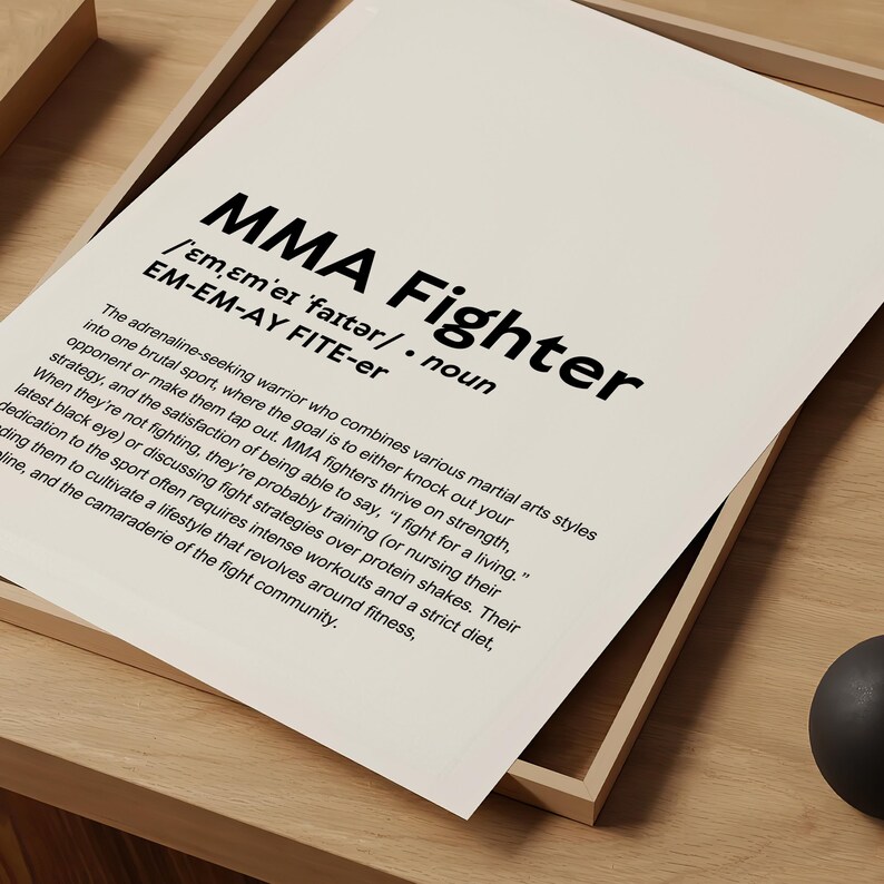 Funny MMA Fighter Definition Print Wall Art Poster, MMA Gift for Mixed ...