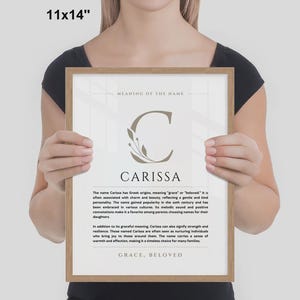 Znaczenie imienia Carissa – grafika ścienna, pochodzenie imienia Carissa, dekoracja pokoju dziecięcego, prezent na chrzest dziecka, wydrukowany plakat ze znaczeniem imienia, oprawiona grafika z imieniem zdjęcie 10
