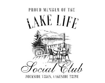 Lake Life Social Club Png, Vintage Lake  Summer Png, Retro Beach Babe Png ,Beach Vibes Png, Lake Vibes Trendy Shirt Sublimation DIGITAL PNG