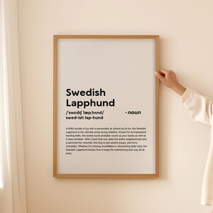 Póster con definición de perro lapphund sueco divertido para pared, regalo para dueños de perros, regalo para amantes de los perros lapphund suecos, descarga digital imprimible
