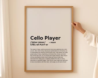 Lustige Cello Player Definition Druck Wand Kunst Poster, NUR Cello Player Geschenk für Cellist Zitat Typografie druckbare digitaler Download