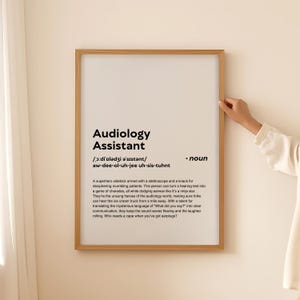 Affiche d'art mural impression définition assistant audiologie drôle, cadeau pour assistant audiologie citation typographie TÉLÉCHARGEMENT NUMÉRIQUE imprimable UNIQUEMENT