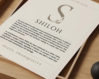 Significado del nombre Shiloh, arte de pared, impresión del origen del nombre Shiloh, decoración de guardería, regalo de bautismo para bebé, tarjeta con póster con nombre para imprimir DESCARGA DIGITAL
