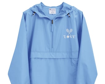 Tennis Jacket, LOVE Embroidered Windbreaker, Packable Jacket, Tennis Player Gift