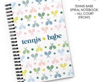 Tennis Babe Spiral Notebook Journal – Colorful All Court Pattern