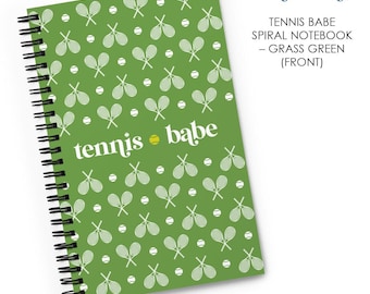 Tennis Babe Spiral Notebook Journal – Grass Green Court Pattern